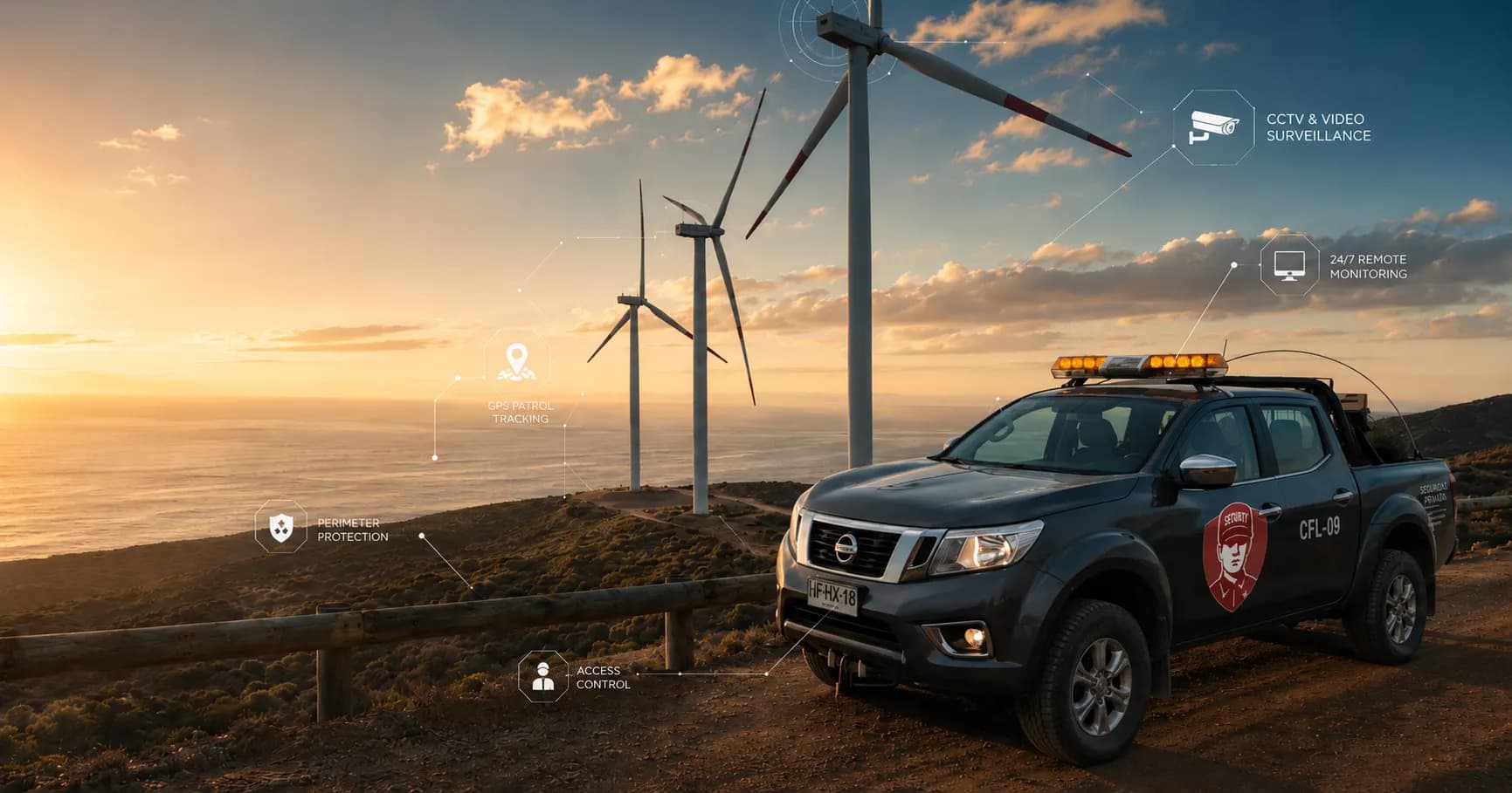 Vehículo de Seguridad Total en terreno con tecnología de monitoreo, GPS y control de accesos